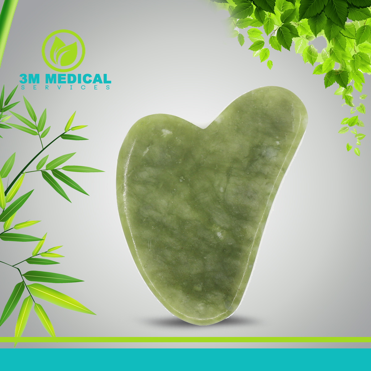 1GUA SHA EN PIERRE DE JADE VERT + HOUSSE